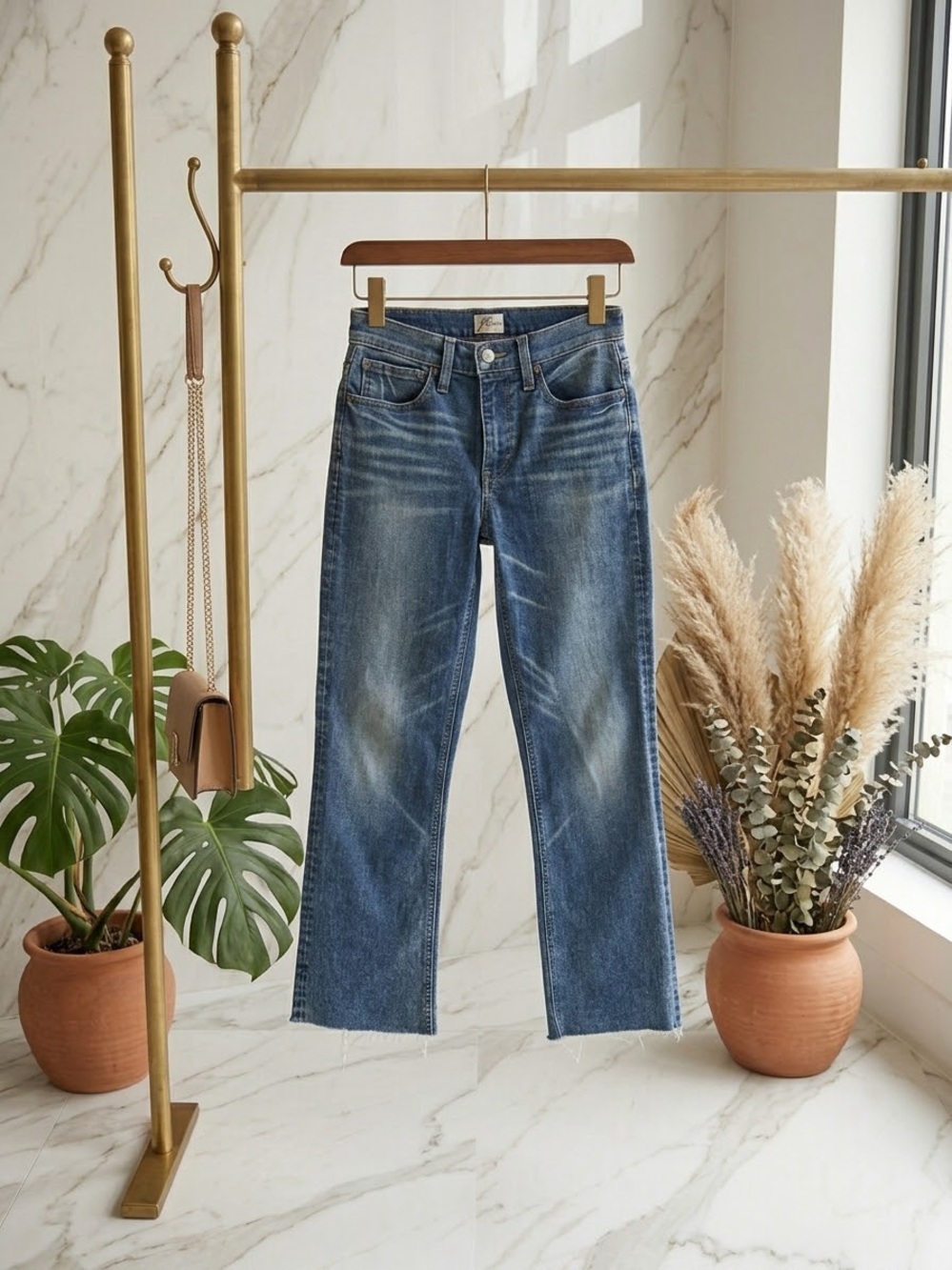 J. Crew Blue Cropped Straight-Leg Jeans